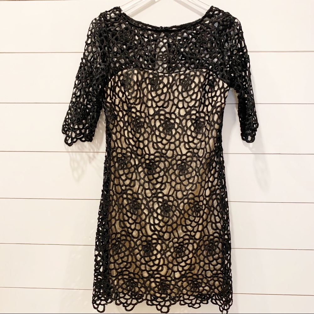 Jax Black Lace Crocheted Dress Size 4